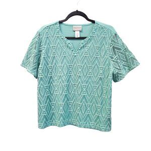 Alfred Dunner Women's PL Teal Blue Short Sleeve Knit Top 2208
